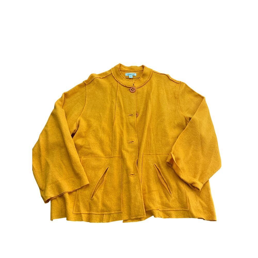 Coldwater Creek Women’s Yellow Orange Wool Blend Cardigan Sweater Size 3X